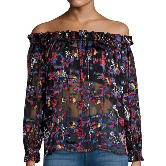 Saloni‎ Gaby Burnout Blouse off the shoulder top US 8 - Picture 1 of 9